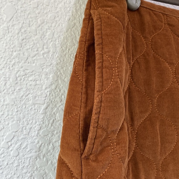 Madewell Curvy Corduroy Quilted Brown Mini A Line Cotton Skirt Size 10 - Picture 5 of 7